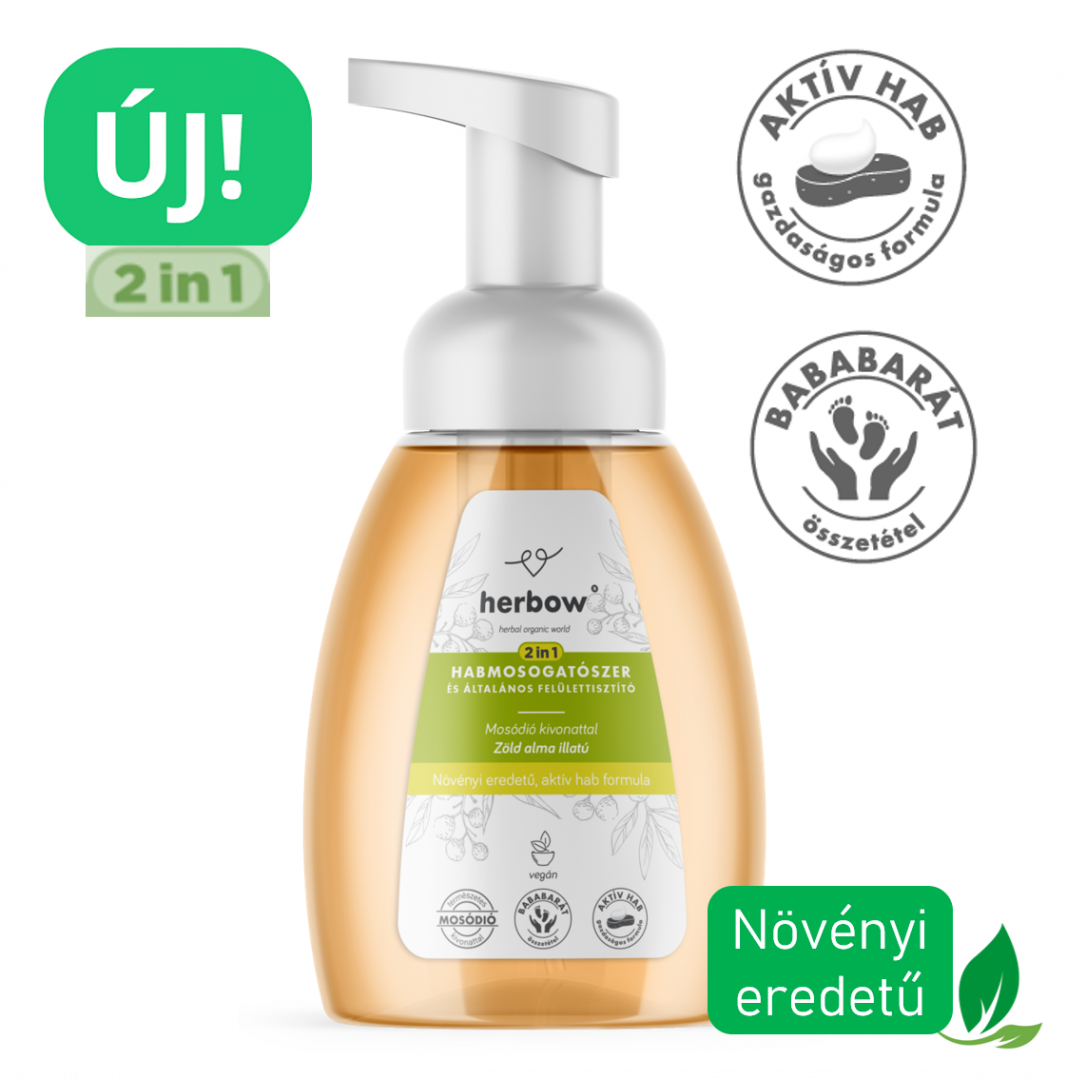 ÚJ! Herbow - HÁDA <br>2in1 habmosogatószer és általános felülettisztító - zöld alma illattal 300ml