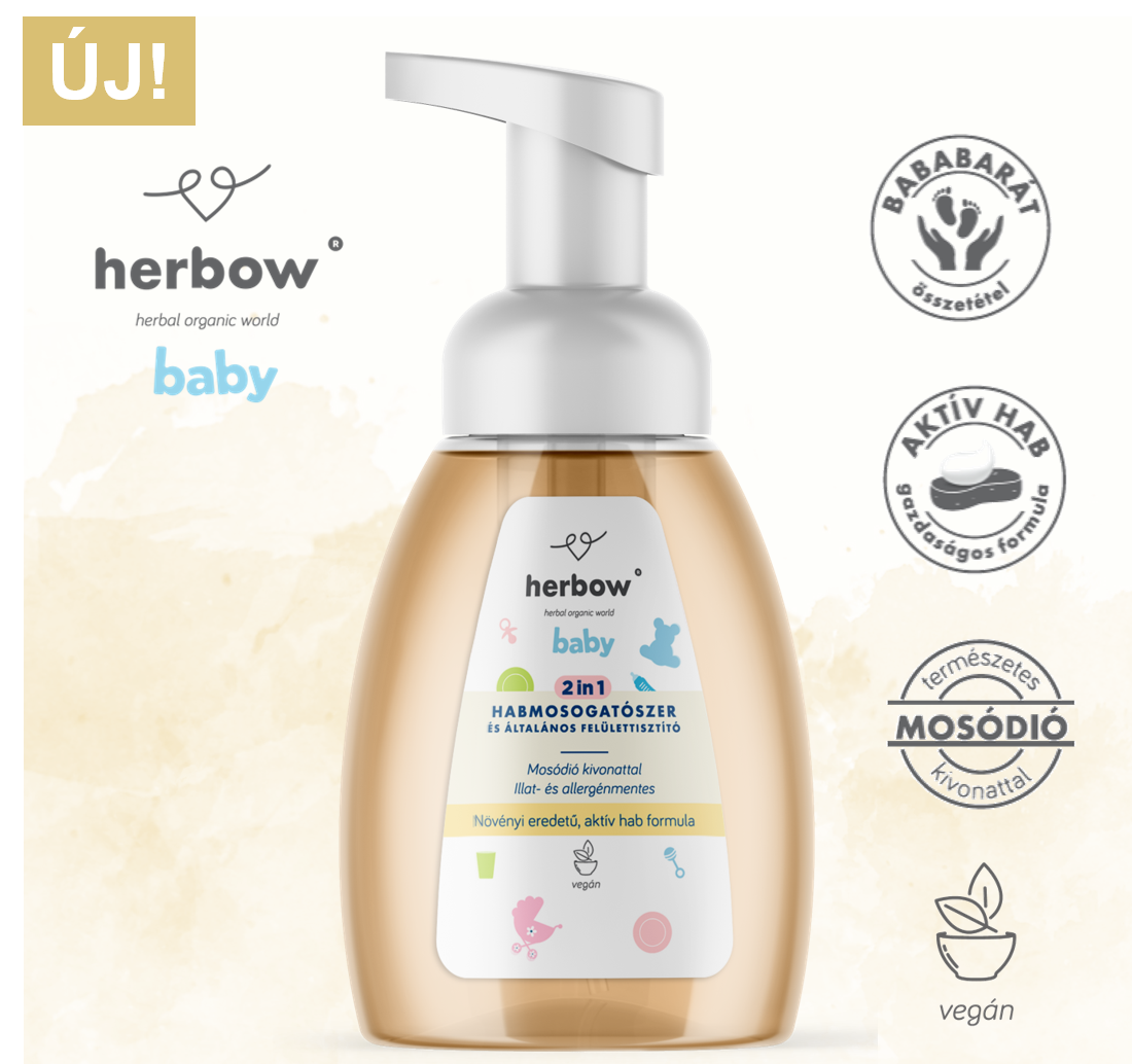 Herbow baby <br>2in1 habmosogatószer és általános felülettisztító <br> illat- és allergénmentes 300ml