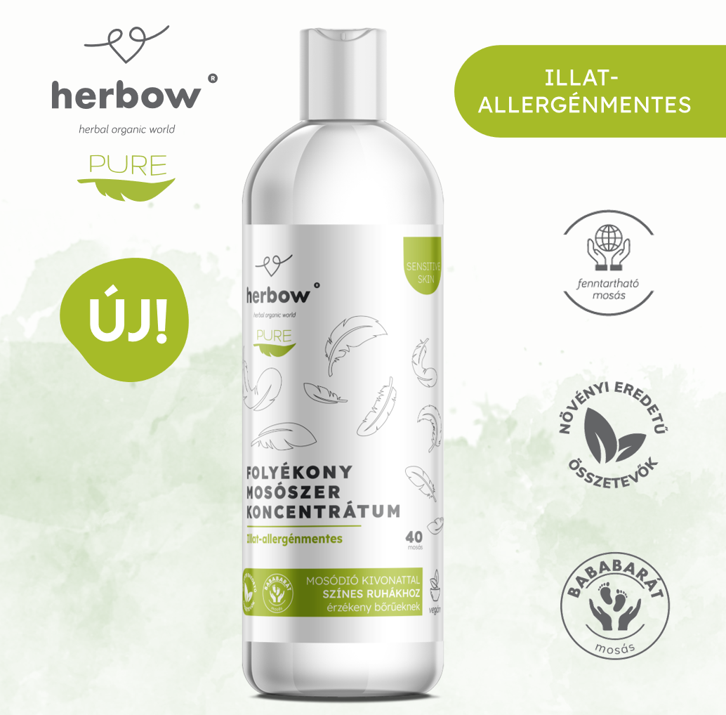 Herbow Pure sensitive skin Illat-allergénmentes <br> folyékony mosószer koncentrátum <br> színes ruhákhoz <br> 1000 ml