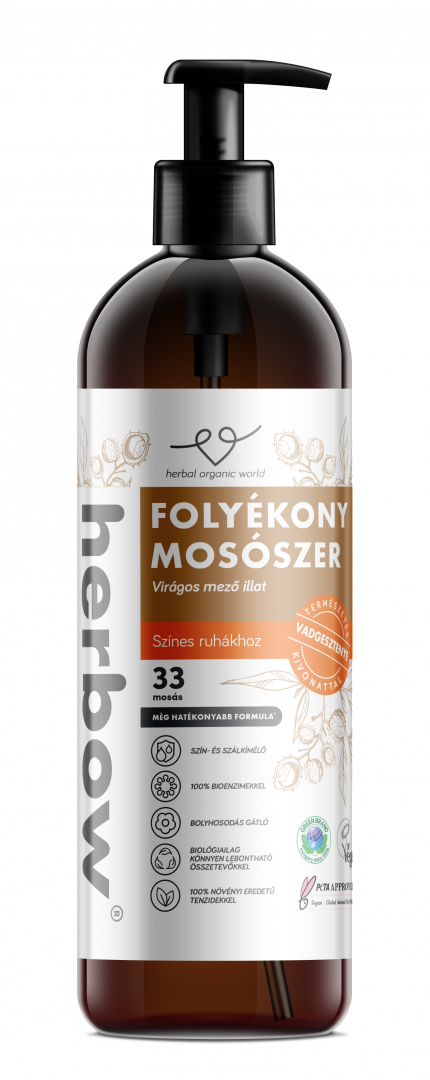  ÚJ! Herbow folyékony mosószer vadgesztenye színes ruhákhoz - Virágos mező illattal<br> 1000 ml
