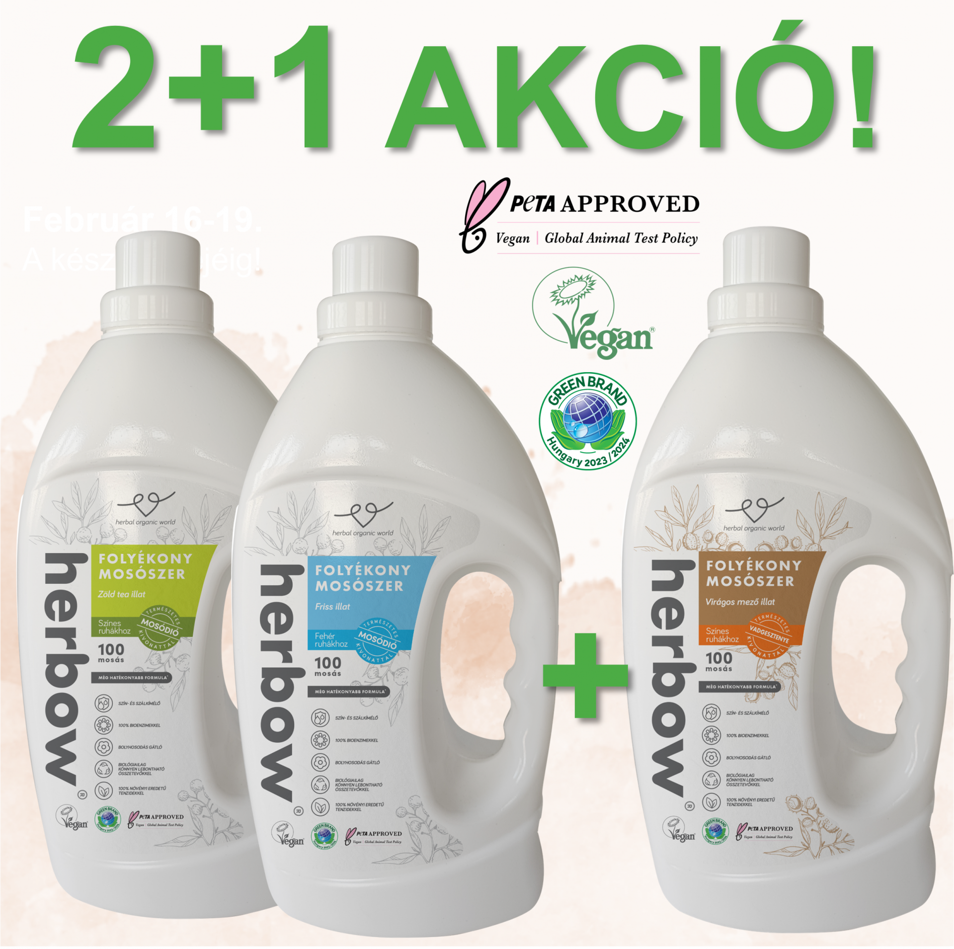 HERBOW FOLYÉKONY MOSÓSZEREK 3000 ml 2+1 AKCIÓ!!!