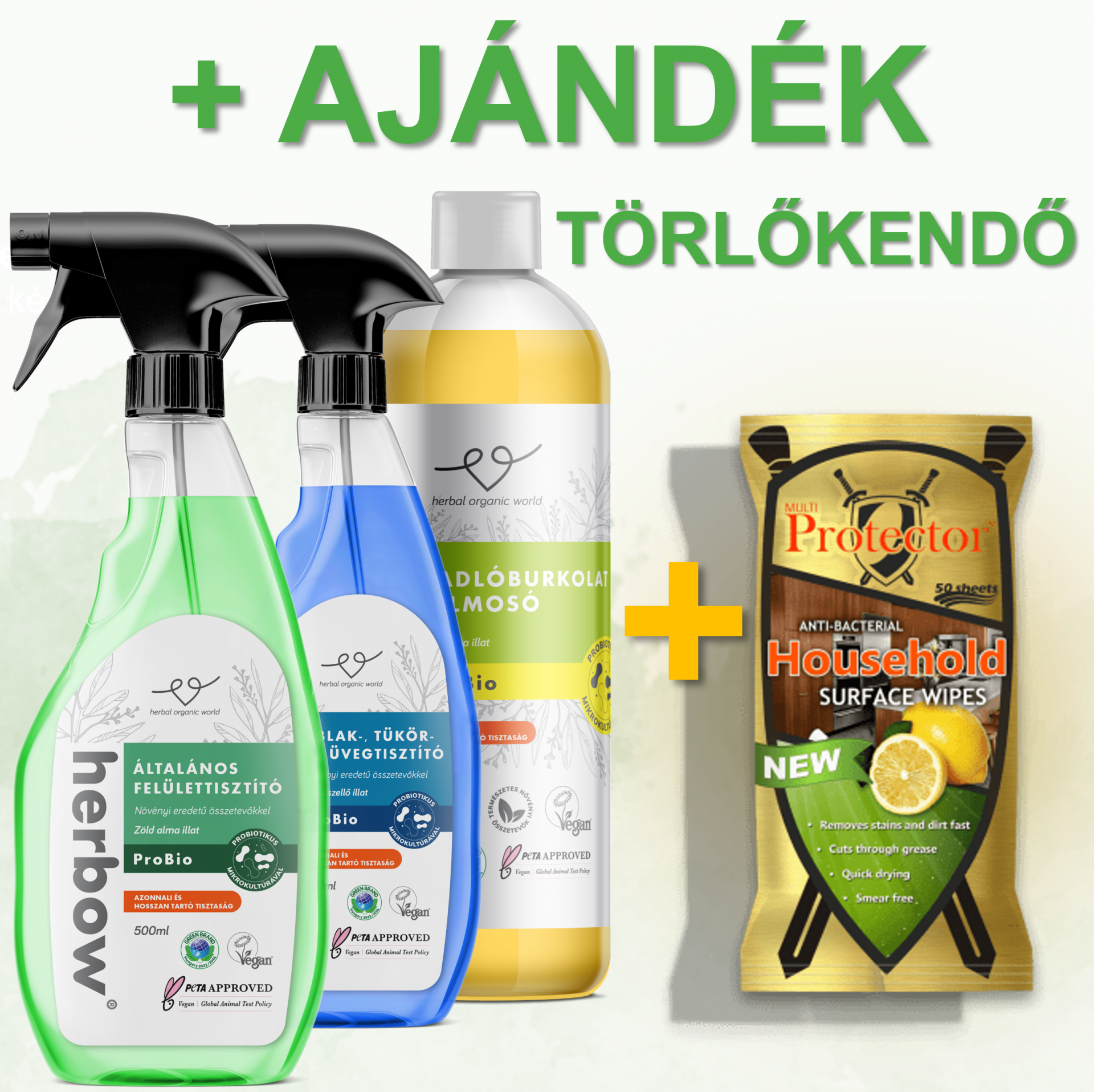 HERBOW PROBIOTIKUS TISZTÍTÓSZEREK + AJÁNDÉK TÖRLŐKENDŐ AKCIÓ!!!