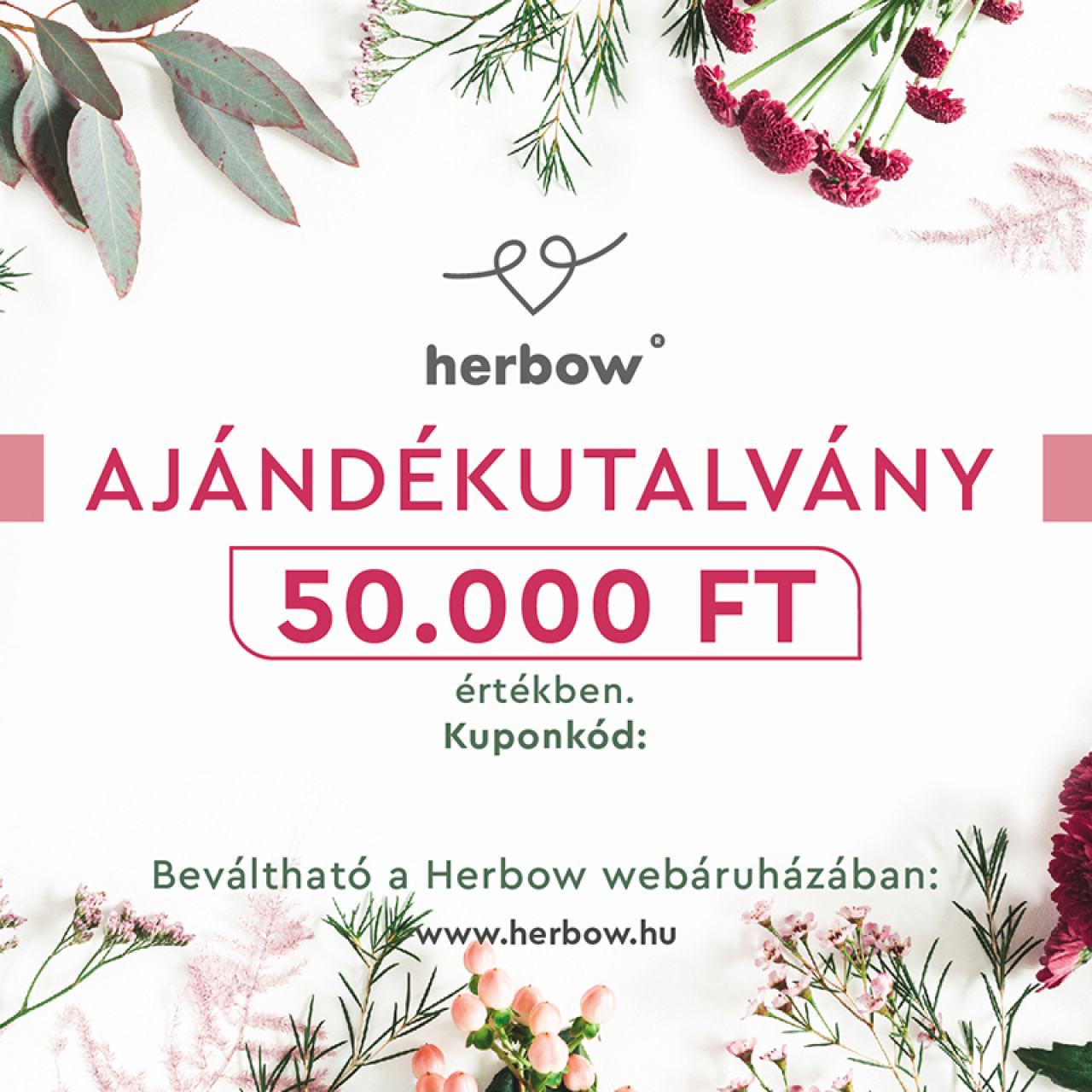 Herbow<br>Ajándékutalvány<br> 50.000 Forint értékben